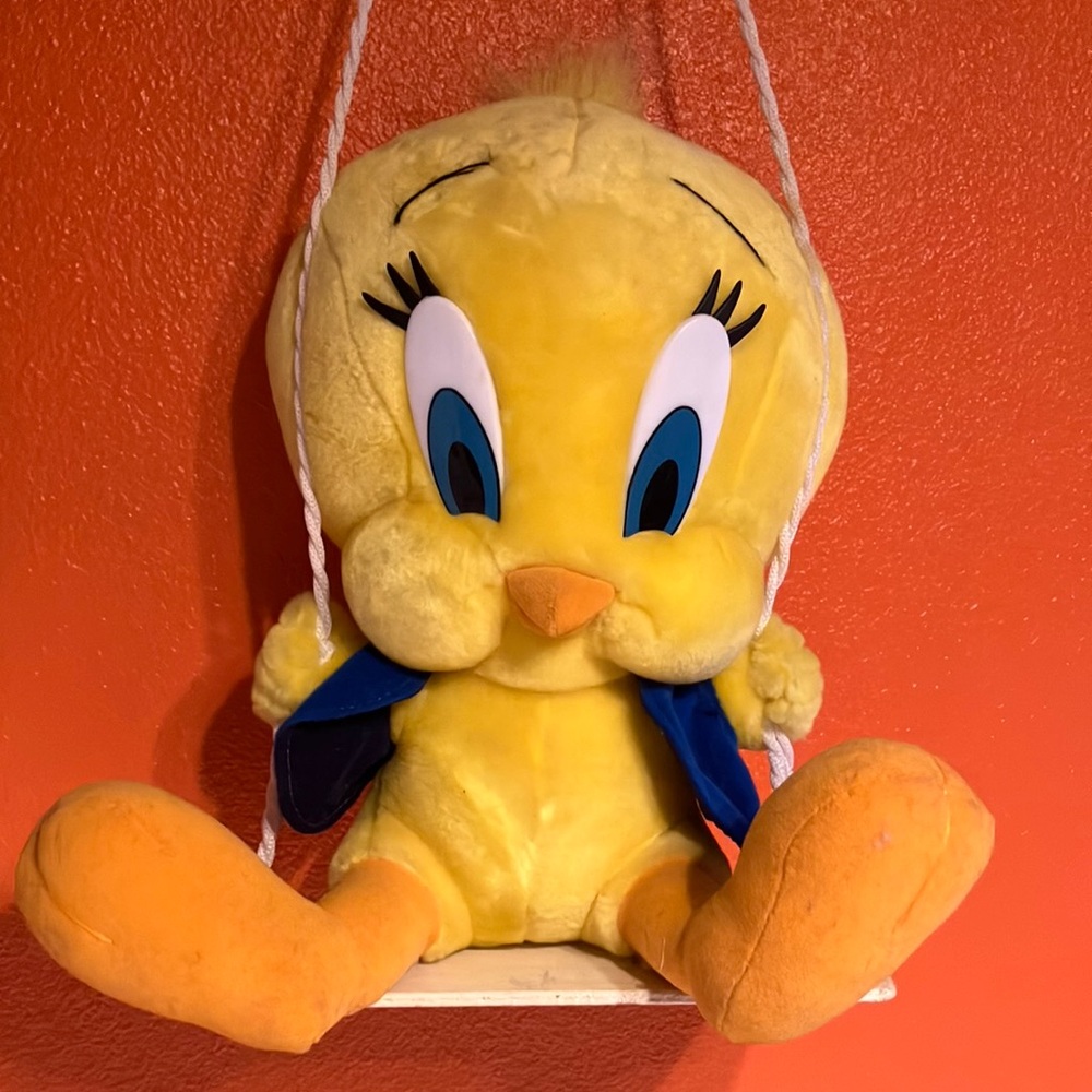 Yellow Tweety Bird Plush on Swing- vintage‎ 1999 Six Flags